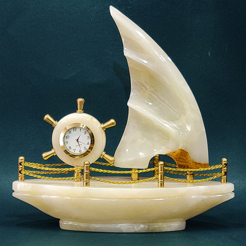 Onyx/Marble Zelma Sail Boat Clock