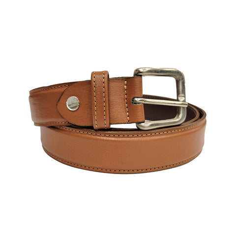 V VENTURE Genuine Leather Men's Belt - Size 42 - Brown with Silver Buckle