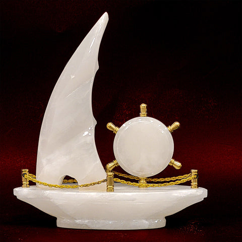 Onyx/Marble Zelma White Sail Boat Clock
