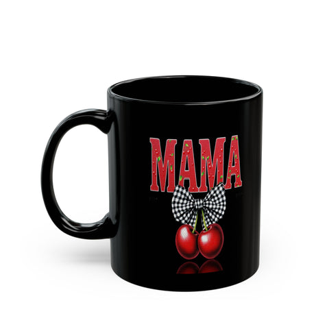 Retro MAMA Glitter Cherry Design PNG - Large 24x36 300DPI - Sublimation and DTG File