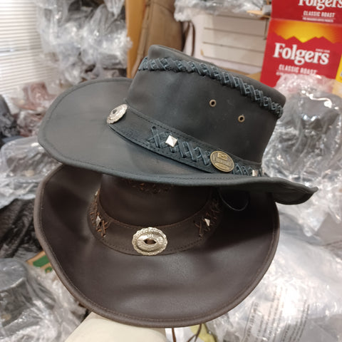 Wholesale Vventure Handmade Cowhide Leather Cowboy Hats - 10-Pack (Black & Coffee)