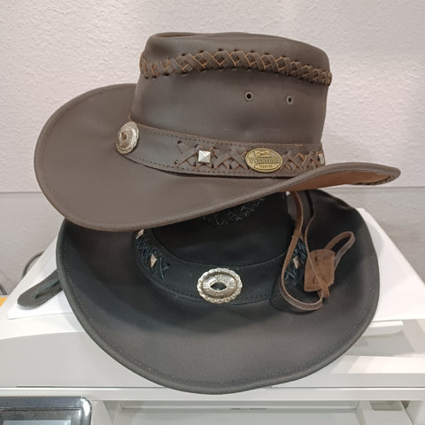 Wholesale Vventure Handmade Cowhide Leather Cowboy Hats - 10-Pack (Black & Coffee)