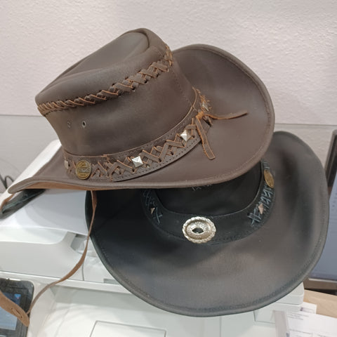 Wholesale Vventure Handmade Cowhide Leather Cowboy Hats - 10-Pack (Black & Coffee)