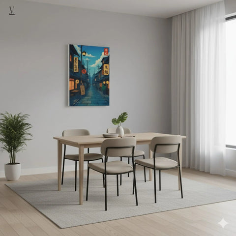 Anime Cafe Digital Print | Modern Ukiyo-e Wall Decor | Japanese Illustration Download | Cozy Tokyo Street Art V VENTURE