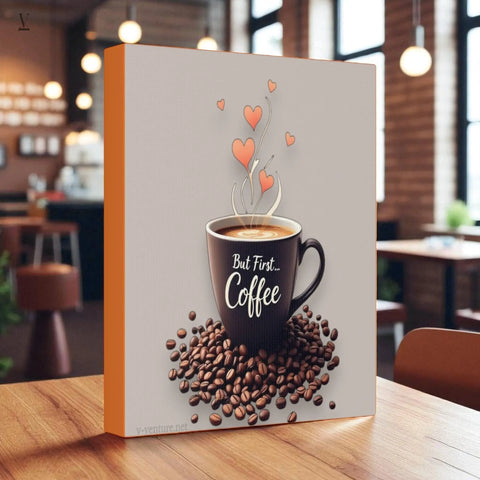 "But First, Coffee" Wall Art | Museum-Grade Archival Print & Framed Options | Perfect Kitchen & Cafe Deco V VENTURE