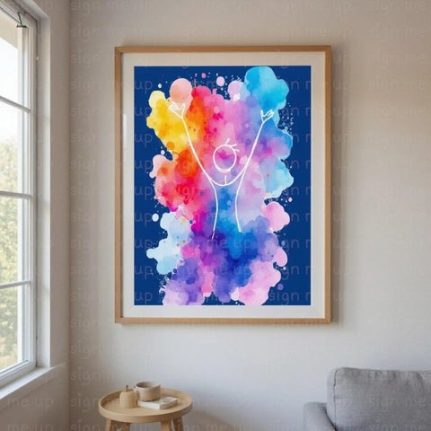 Customizable Watercolor Splash Figure PNG: Personalized Wall Art (Digital Download) V VENTURE