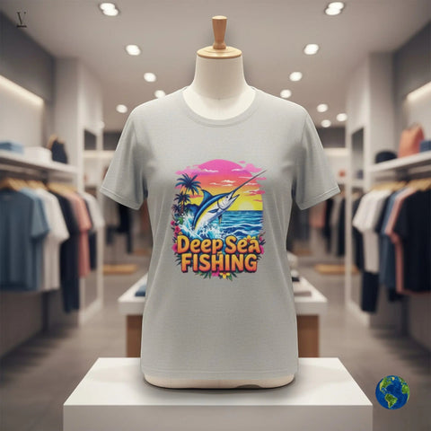 Deep Sea Fishing Unisex Softstyle T-Shirt - Premium Cotton & Marlin Design V VENTURE