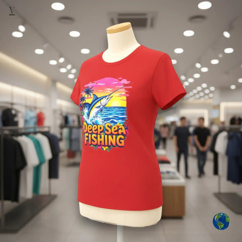 Deep Sea Fishing Unisex Softstyle T-Shirt - Premium Cotton & Marlin Design V VENTURE