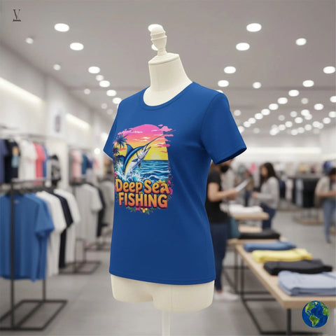 Deep Sea Fishing Unisex Softstyle T-Shirt - Premium Cotton & Marlin Design V VENTURE