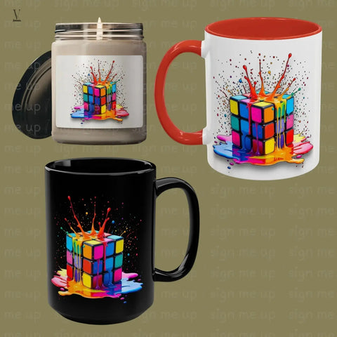 Dripping Paint Rubik's Cube PNG: Colorful Digital Art for Small Business V VENTURE