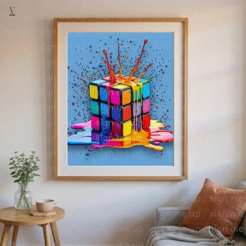 Dripping Paint Rubik's Cube PNG: Colorful Digital Art for Small Business V VENTURE