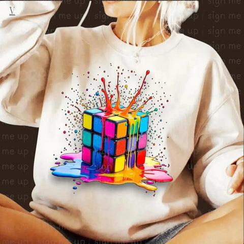 Dripping Paint Rubik's Cube PNG: Colorful Digital Art for Small Business V VENTURE