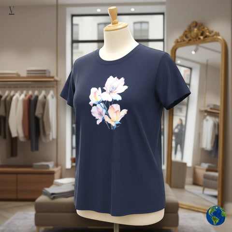 Floral Unisex T-Shirt by V VENTURE - Floral T-Shirt Elegant Flower Design Gildan 5000 Heavy Cotton Tee V VENTURE