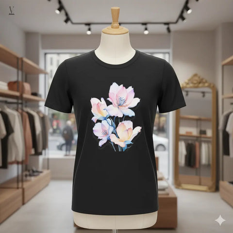 Floral Unisex T-Shirt by V VENTURE - Floral T-Shirt Elegant Flower Design Gildan 5000 Heavy Cotton Tee V VENTURE