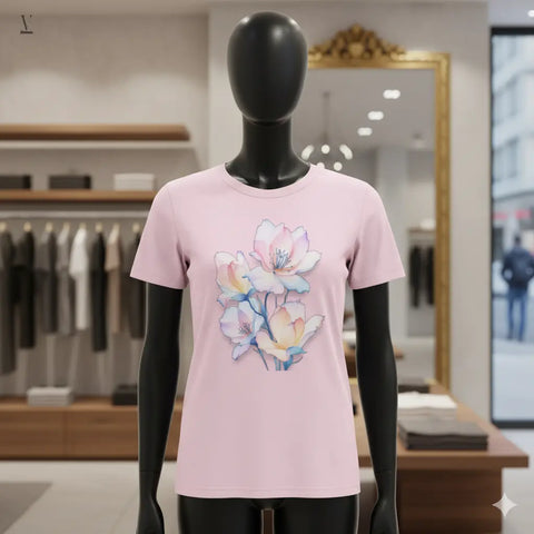 Floral Unisex T-Shirt by V VENTURE - Floral T-Shirt Elegant Flower Design Gildan 5000 Heavy Cotton Tee V VENTURE