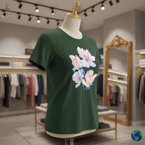 Floral Unisex T-Shirt by V VENTURE - Floral T-Shirt Elegant Flower Design Gildan 5000 Heavy Cotton Tee V VENTURE