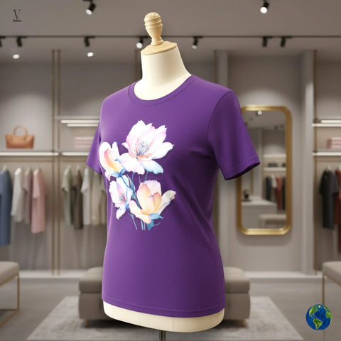 Floral Unisex T-Shirt by V VENTURE - Floral T-Shirt Elegant Flower Design Gildan 5000 Heavy Cotton Tee V VENTURE