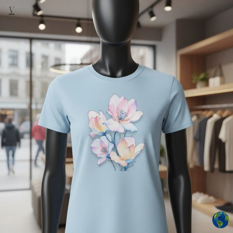 Floral Unisex T-Shirt by V VENTURE - Floral T-Shirt Elegant Flower Design Gildan 5000 Heavy Cotton Tee V VENTURE