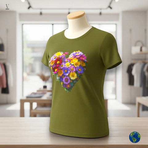 Flower Heart Lover Unisex T-Shirt - Floral Graphic Tee, Soft Cotton, Gift Idea V VENTURE