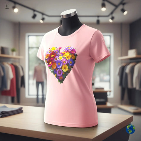 Flower Heart Lover Unisex T-Shirt - Floral Graphic Tee, Soft Cotton, Gift Idea V VENTURE