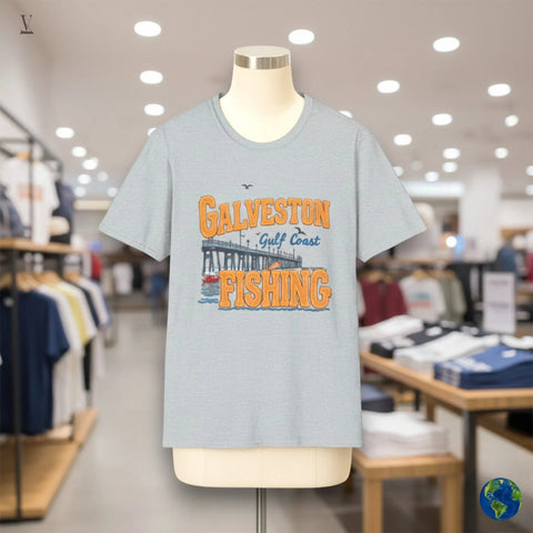 Galveston Fishing Unisex T-Shirt | Gulf Coast Pier Design | Gildan Softstyle 64000 Cotton Tee | Beach & Angler Apparel V VENTURE