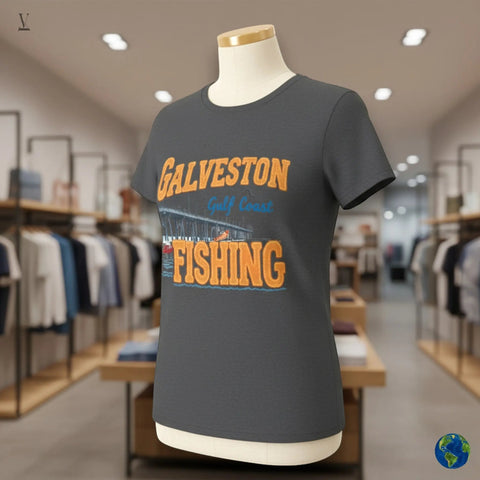 Galveston Fishing Unisex T-Shirt | Gulf Coast Pier Design | Gildan Softstyle 64000 Cotton Tee | Beach & Angler Apparel V VENTURE
