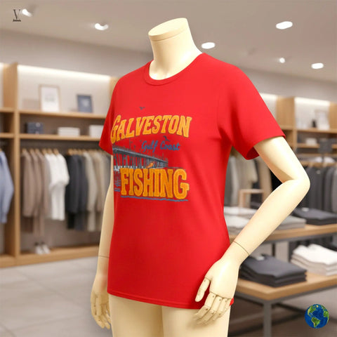 Galveston Fishing Unisex T-Shirt | Gulf Coast Pier Design | Gildan Softstyle 64000 Cotton Tee | Beach & Angler Apparel V VENTURE