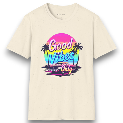 "Good Vibes Only" Unisex T-Shirt by V VENTURE - Premium Gildan Softstyle V VENTURE