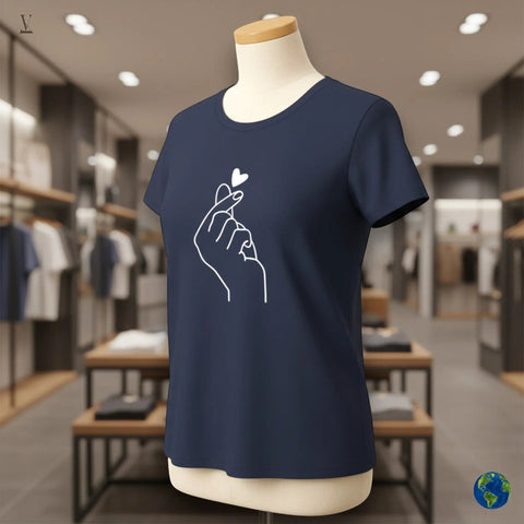 Finger Heart Shirt Korean Finger Heart T-Shirt - K-Pop Love Sign Unisex Tee | Soft-Style Cotton Apparel V VENTURE