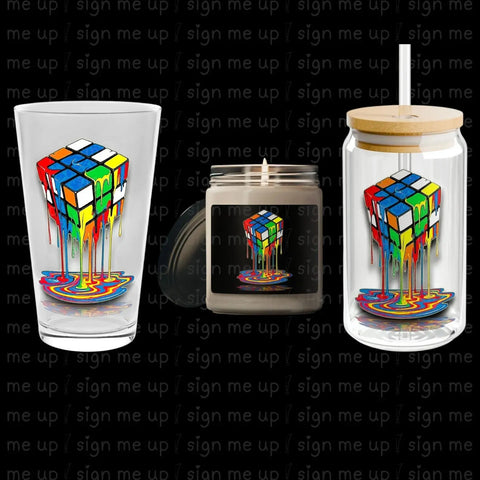 Melting Rubik's Cube PNG: Digital Art for POD, T-shirts, Mugs (300 DPI Digital Download) V VENTURE