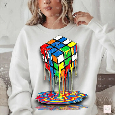 Melting Rubik's Cube PNG: Digital Art for POD, T-shirts, Mugs (300 DPI Digital Download) V VENTURE