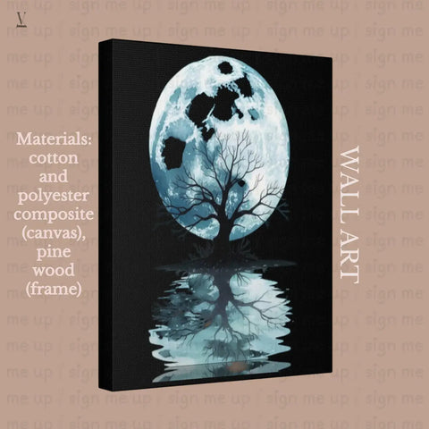 Mystical Moon Tree PNG: Reflective Water Art, POD Design (Digital Download V VENTURE