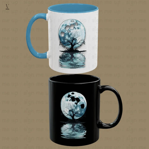 Mystical Moon Tree PNG: Reflective Water Art, POD Design (Digital Download V VENTURE