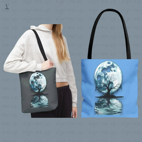 Mystical Moon Tree PNG: Reflective Water Art, POD Design (Digital Download V VENTURE