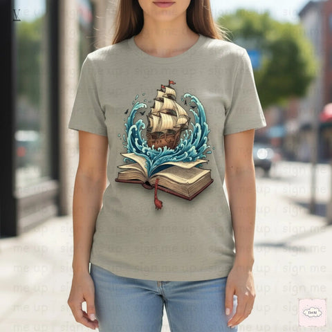 Nautical Adventure Book Digital Art | Ship on Waves Printable Wall Decor | Instant Download for Home & POD V VENTURE