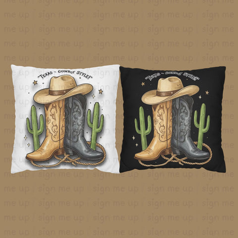Texas Cowboy Style" Digital Art | Western Boots & Hat PNG Design for POD Small Business V VENTURE