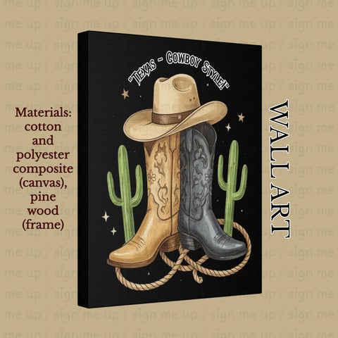 Texas Cowboy Style" Digital Art | Western Boots & Hat PNG Design for POD Small Business V VENTURE