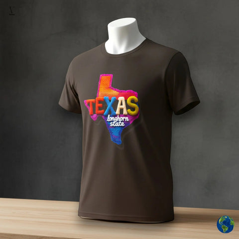 Texas ShirtTexas Longhorn State T-Shirt | Colorful US Texas Map Tee | Unisex Soft Cotton Graphic Shirt V VENTURE