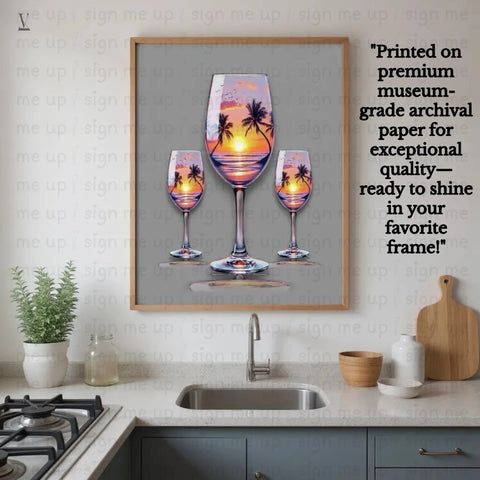 Tropical Sunset Drink Glass PNG | High-Resolution POD Design File V VENTURE