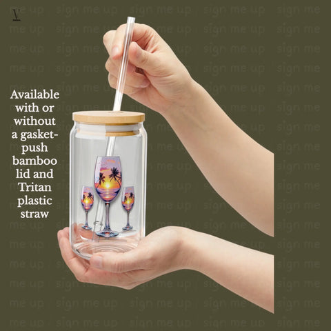 Tropical Sunset Drink Glass PNG | High-Resolution POD Design File V VENTURE