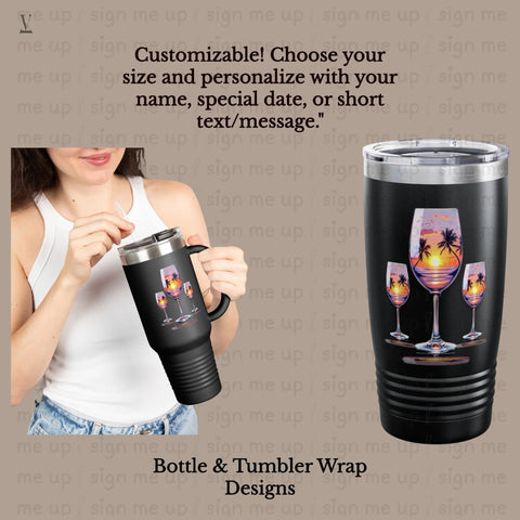 Tropical Sunset Drink Glass PNG | High-Resolution POD Design File V VENTURE