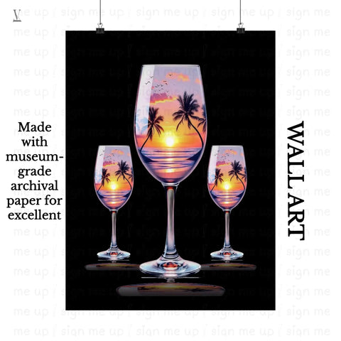 Tropical Sunset Drink Glass PNG | High-Resolution POD Design File V VENTURE
