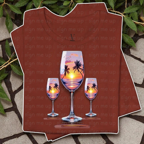 Tropical Sunset Drink Glass PNG | High-Resolution POD Design File V VENTURE