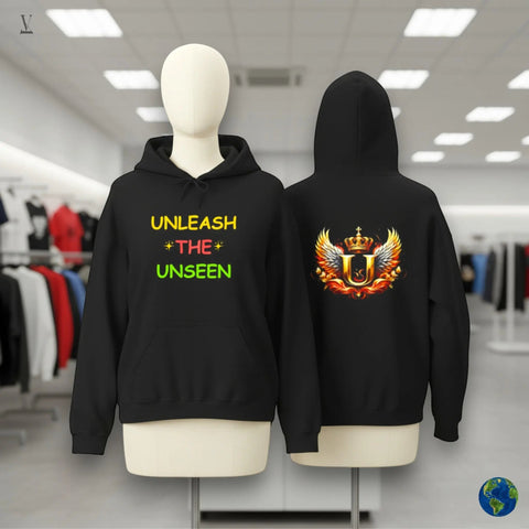 Unleash The Unseen hoodie Unisex "Unleash The Unseen" & "U" Emblem Heavy Blend Hoodie - Front & Back Design V VENTURE