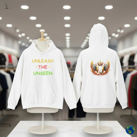 Unleash The Unseen hoodie Unisex "Unleash The Unseen" & "U" Emblem Heavy Blend Hoodie - Front & Back Design V VENTURE