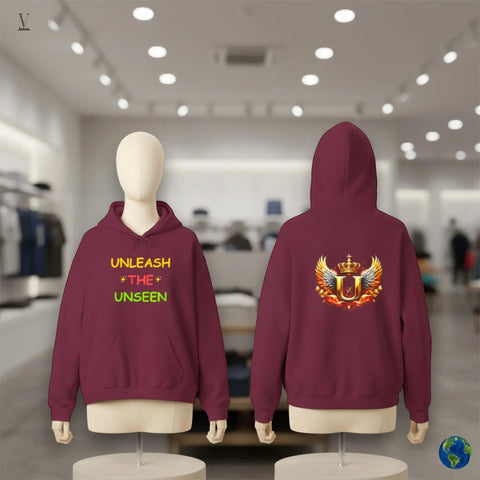 Unleash The Unseen hoodie Unisex "Unleash The Unseen" & "U" Emblem Heavy Blend Hoodie - Front & Back Design V VENTURE