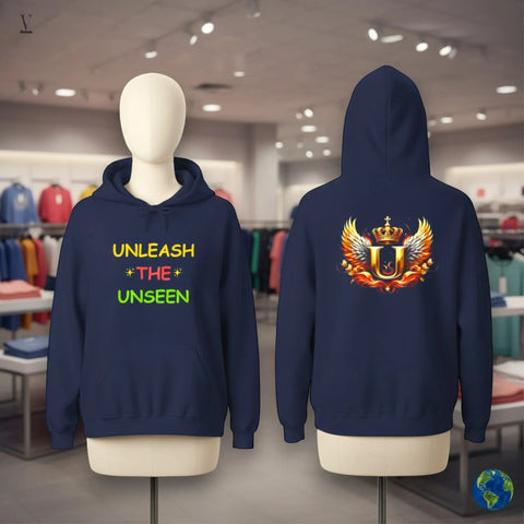 Unleash The Unseen hoodie Unisex "Unleash The Unseen" & "U" Emblem Heavy Blend Hoodie - Front & Back Design V VENTURE