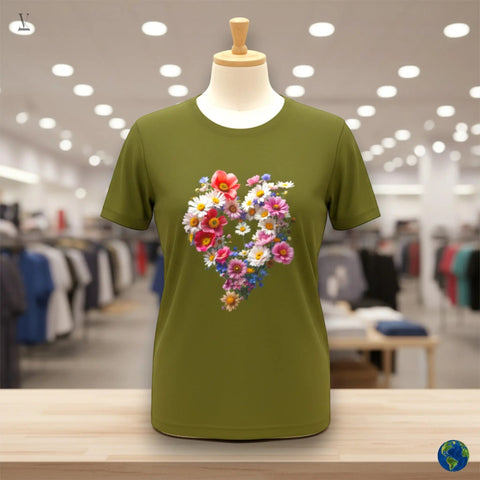 Flower Heart Lover T-Shirt: Floral Design Tee, Unisex Cotton Shirt, Soft & Breathable V VENTURE
