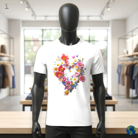 Flower Heart Lover T-Shirt: Floral Design Tee, Unisex Cotton Shirt, Soft & Breathable V VENTURE