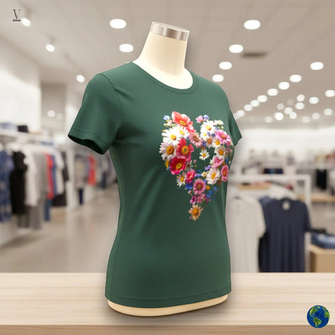 Flower Heart Lover T-Shirt: Floral Design Tee, Unisex Cotton Shirt, Soft & Breathable V VENTURE